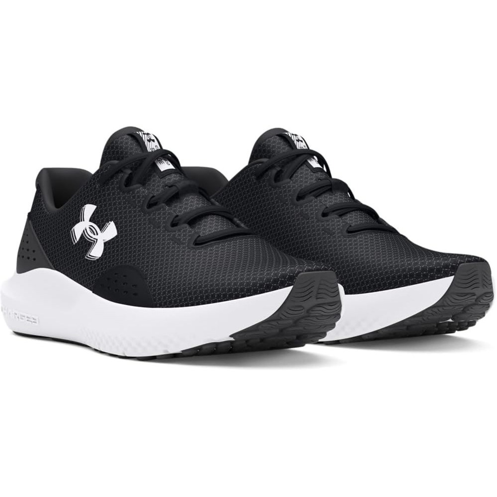 Under Armour Women's 7.5 Charged Surge 4 Running Shoes Black White 3027007-001